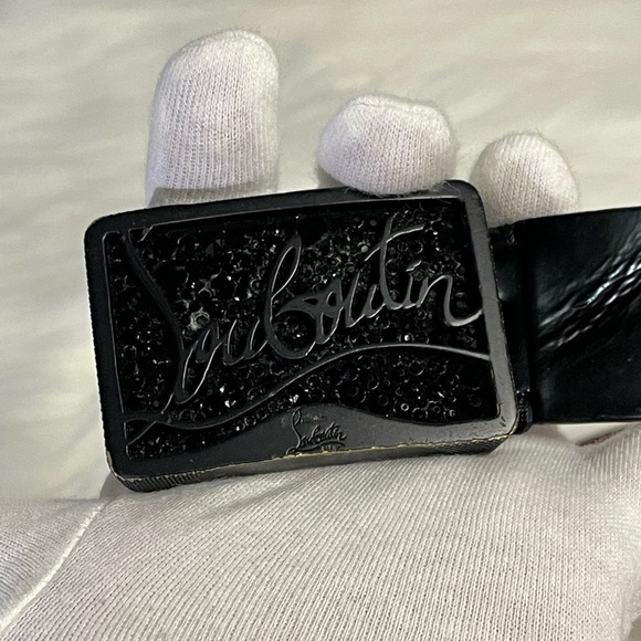 CHRISTIAN LOUBOUTIN ricky calf leather belt in black - Picture 3 of 12